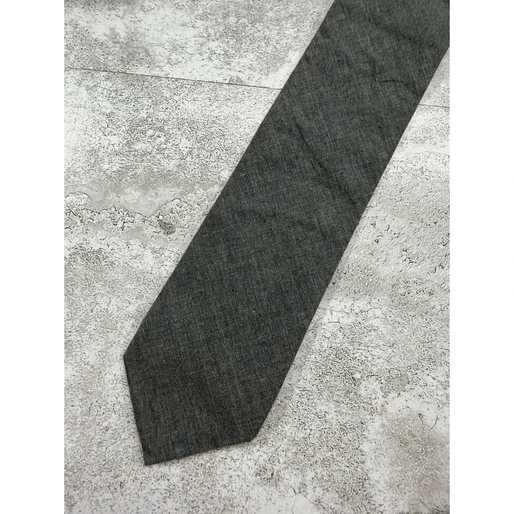 J.CREW 100% Cotton Tie Mens One Size Gray Slim Skinny Woven Logo Classic